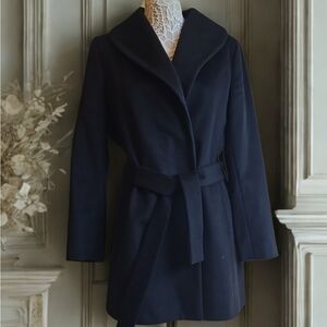 Vintage Calvin Klein Classic Wool Belted Wrap Coat Sz M - NEW